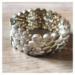 Beautiful Silver & Gold Tone Metal Cuff Bracelet